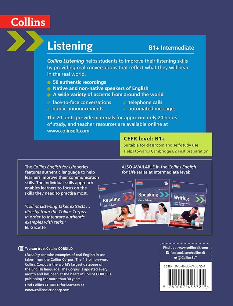 کتاب collins english for life- listening b1+ intermediate