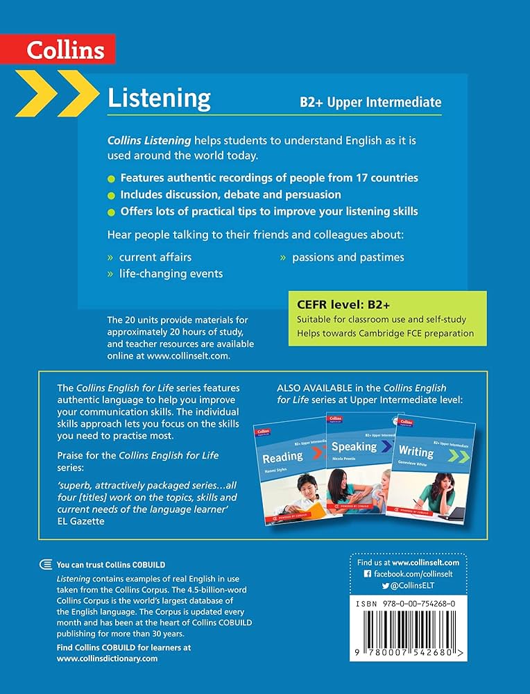 کتاب collins english for life- listening b2+ upper intermediate